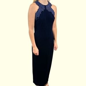 Vintage Jessica McClintock Velvet Gown Blue S